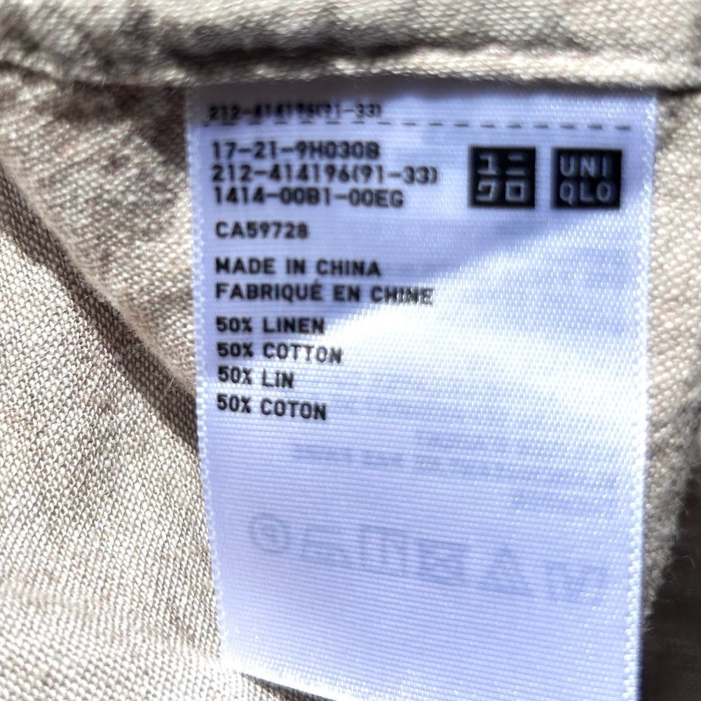 Uniqlo Linen blend Long dress Coat Beige Minimalist Coat - Picture 8 of 8